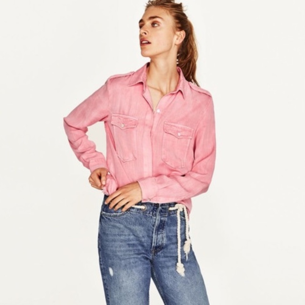 ZARA WOMAN The Army Shirt in Pink NWT - Picture 3 of 12